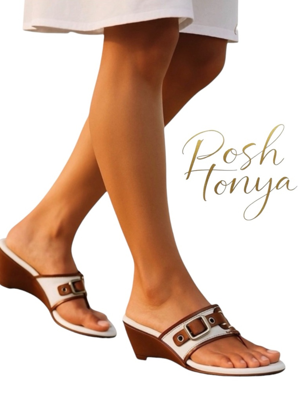 Cole Haan Ashlyn Leather Wedge Sandals White Size 8.5 Equestrian Coastal Resort